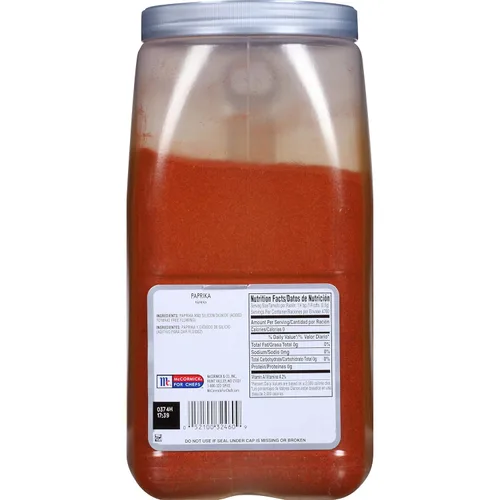 Vista 2 de McCormick Culinary Pimentón, 5.25 lb - Un contenedor de 5.25 libras de condimento de pimentón dulce, perfecto con pollo, cerdo, adobos de res