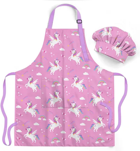 Vista 19 de SANDJEST Juego de delantal para niños con gorro de chef, regalos de delantal de cocina Alfabeto
