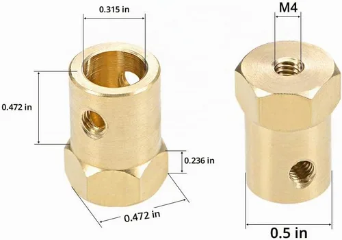 Vista 3 de uxcell Acoplador hexagonal de 0.118 in con motor de orificio hexagonal de latón acoplamiento flexible para ruedas de automóvil, neumáticos, motor