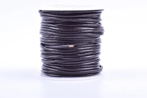 Vista 32 de KONMAY Cordón redondo de cuero real de 0.039 pulgadas, cordón de cuero negro de 25 yardas para hacer joyas, collares, pulseras y manualidades