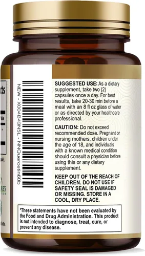 Vista 8 de Quercetin Dihydrate 1000mg per Serving - Premium Plant-Based Bioflavonoids - Extra Strength Antioxidant Immune & Respiratory Health Support - High