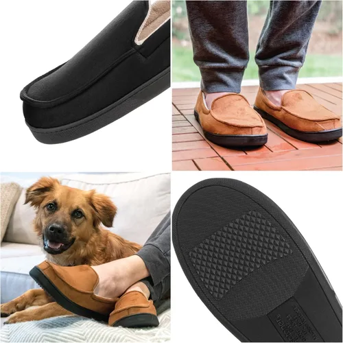 Vista 5 de isotoner Mens Moccasin Slippers with Microsuede Upper and Gel Infused Memory Foam Sole