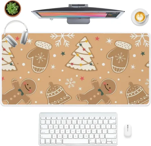Yummy Vintage Gingerbread Mouse Pad Large Gaming Desk Mat with Non- Slip Rubber Base Smooth Face Computer Mat for Desk Keyboard Office Decore for