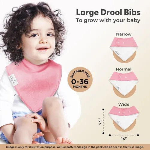 Vista 4 de KiddyStar Drool Bibs for Babies – Organic, Unisex, Soft Absorbent Teething Bibs with Adjustable Snaps