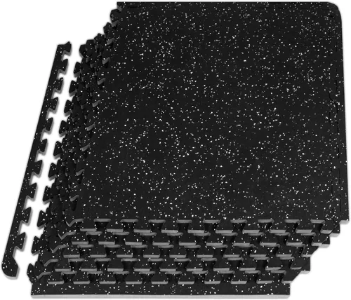 Vista 8 de ProsourceFit Tapete de Ejercicio de Rompecabezas con Superficie de Goma de ½ pulgada, 24 pies cuadrados (PIES²), 6 baldosas, baldosas entrelazadas