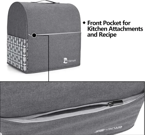Vista 7 de Yarwo - Cubierta para mezclador compatible con KitchenAid de 4,5 qt y todos los modelos de 5 qt, cubierta protectora contra el polvo con asa Gris