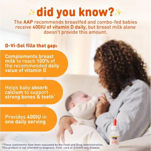 Vista 2 de Enfamil - Gotas de suplemento líquido de vitamina D para bebés con vitamina D-Vi-Sol para bebés, apoyando dientes y huesos fuertes en bebés recién