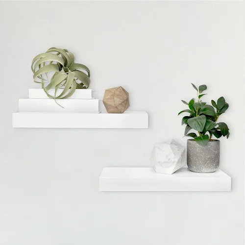 Vista 10 de MCS Estante flotante, estante de madera para decoración de habitación, negro, 12 x 8 pulgadas, juego de 2