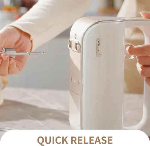 Vista 6 de Master - Batidora de mano eléctrica 4 en 1 con Turbo Boost, batidor de acero inoxidable, batidores, ganchos para masa y espumador de leche, batidora