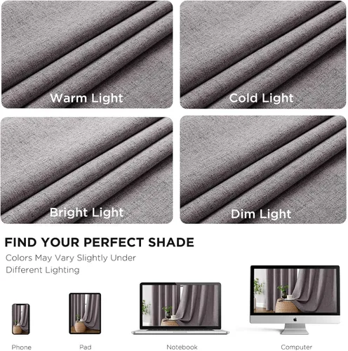 Vista 40 de CUCRAF Juego de 2 paneles de cortinas 100% opacas de 54 pulgadas de largo, cortinas texturizadas de lino para oscurecer la habitación, con ojales