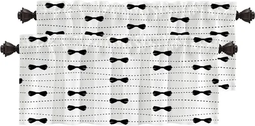 Vista 81 de Cortinas opacas de mármol abstracto blanco y gris para ventanas, cenefas opacas de poliéster multicapa para cocina, paquete de 2 unidades, 26 x 24