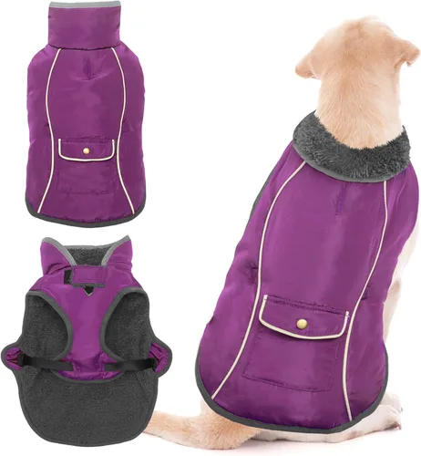 Vista 8 de Abrigo de Invierno para Perro - Ropa Cálida para Perro para Lluvia Nieve Viento Clima Frío - Chaleco Chaqueta para Mascotas Reflectante Ajustable