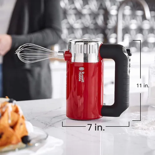 Vista 7 de Russell Hobbs MX3100RDR - Batidora de mano estilo retro, 4 velocidades + Turbo Boost, color rojo