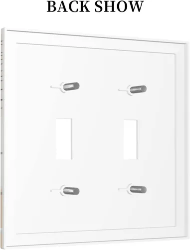 Vista 4 de Placa de interruptor de luz de 2 cuadrillas con hoja verde bohemia de mediados de siglo, diseño bohemio tropical de doble palanca, placa frontal