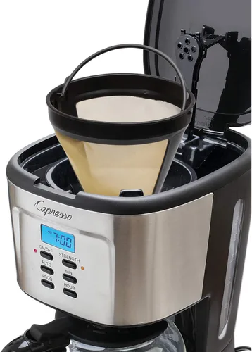 Vista 2 de Capresso 12-Cup Coffee Maker with Glass Carafe, Stainless and Black 416.05