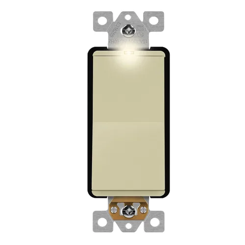 Vista 31 de LIDER - Interruptor decorativo iluminado, acabado mate, interruptor de paleta sin marco, luz localizadora, tornillo de tierra, 15 A 125 V, Gris