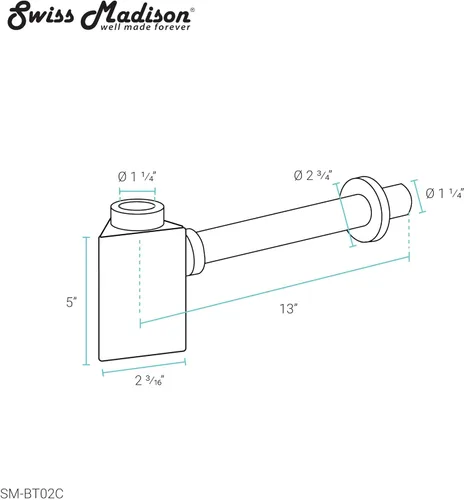 Vista 6 de Swiss Madison Well Made Forever SM-BT02C - Trampa para botellas, 13 pulgadas, cromada