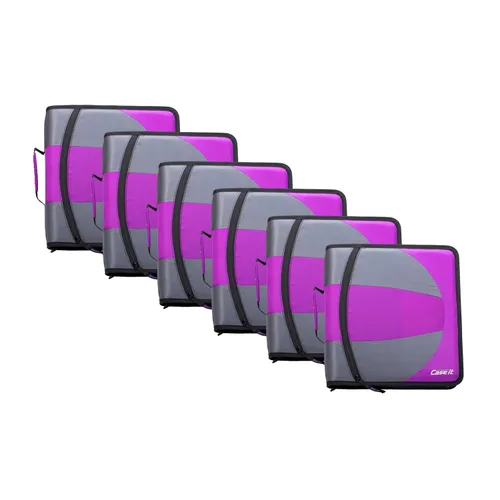 Vista 13 de Case-it La Carpeta Dual 2 en 1 con Cremallera Dos Anillos en D de 1.5 Pulgadas, Capacidad para 600 Hojas, Estuche para Lápices y Múltiples