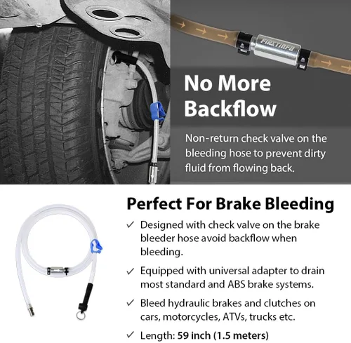 Vista 2 de FIRSTINFO A1151G Manguera de purga de líquido de frenos automotriz de 4.9 pies (59 pulgadas) de largo con válvula de retención unidireccional sin
