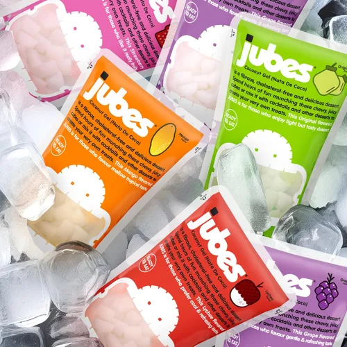 Vista 8 de Jubes Mango Nata De Coco Jelly Cubes 12.7 oz – Cubos de gelatina de coco y mango para sagú – Gel de coco en ingredientes de jarabe para té
