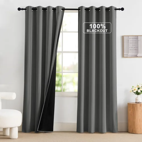 Vista 58 de NICETOWN Cortinas 100% Opacas Cortas de 36 Pulgadas de Largo para Dormitorio, Privacidad Aislamiento Térmico con Ojales Cortinas de Ventana