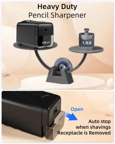 Vista 8 de Zmol Sacapuntas eléctrico para aula, sacapuntas de alta resistencia para lápices de colores, parada automática súper afilada y rápida, sacapuntas