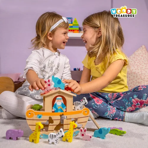 Vista 2 de Juguetes de madera - Juguete de Arca de Noé (juguetes educativos y de desarrollo, gran regalo para niñas y niños)