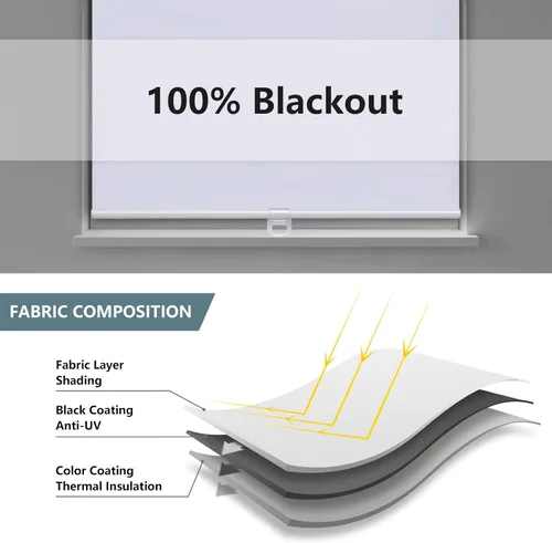 Vista 4 de AOSKY Persianas enrollables opacas sin cordón para oscurecer la habitación, persianas enrolladas con sistema de resorte, protección UV, persianas