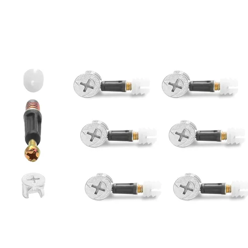 Vista 9 de Juego de 10 clavijas de tornillo de leva de 1.260 in para conexión de muebles, juego de tuercas de bloqueo de leva 3 en 1 de 0.59 pulgadas