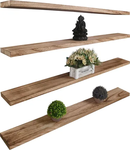 Vista 8 de YYWUOJJ Estantes flotantes de madera para decoración de pared, estantes de pared rústicos para dormitorio, baño, cocina, sala de estar, juego de 6