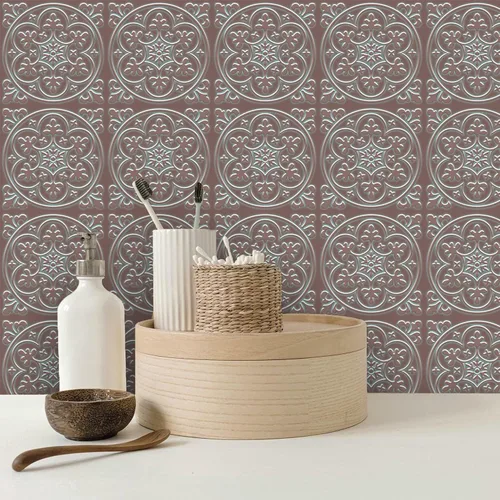 Vista 3 de SVNOOC Adhesivos de azulejos de pared despegar y pegar, calcomanías para salpicadero, azulejos para el hogar para cocina/sala de estar/baño