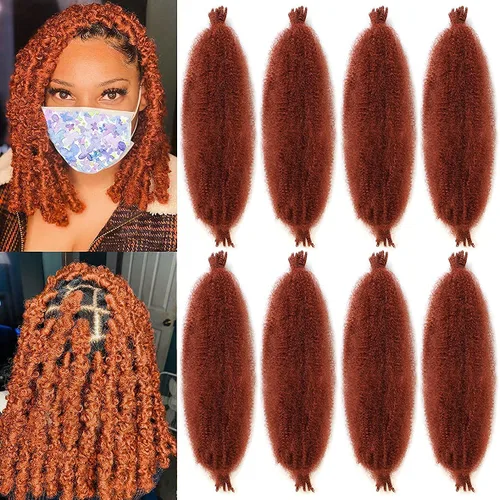 Vista 11 de Cabello de Envoltura Pre-Esponjado de 8 Pulgadas, 3 Paquetes, Cabello Afro Twist Pre-Separado Elástico para Locs, Cabello Afro Twist Negro Natural