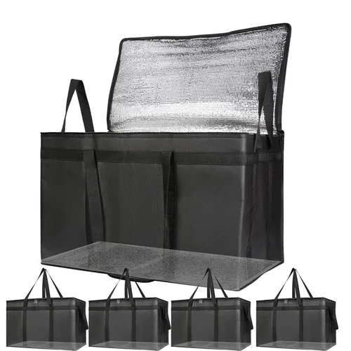 Bodaon Paquete de 5 bolsas aisladas para entrega de alimentos para conductores comerciales, bolsas térmicas XXXL para catering/pizza caliente, cesta