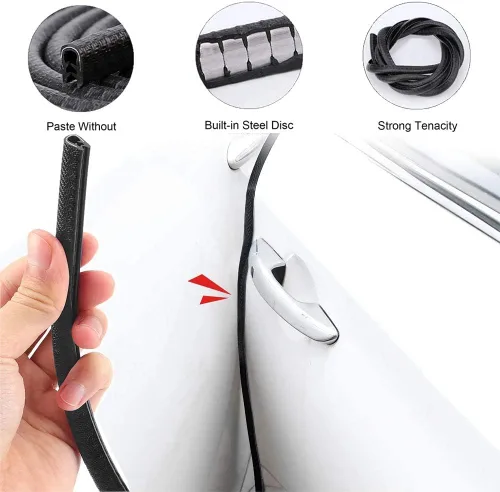 Vista 3 de QBUC Protectores de borde de puerta de automóvil, 13 pies (13.1 ft) de goma con sello de clip en forma de U, protección de borde de borde