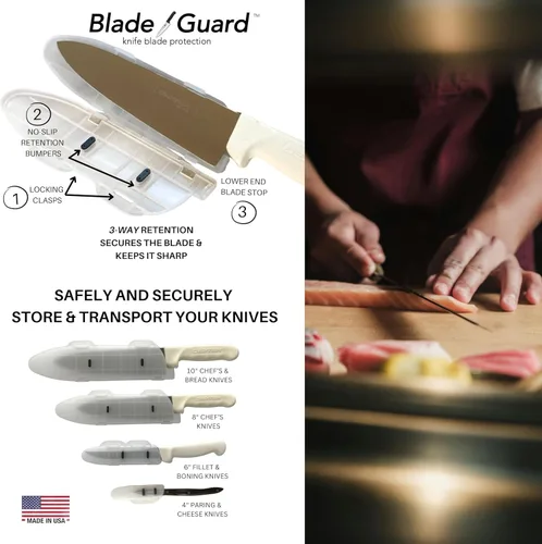Vista 9 de Protector de hoja de cuchillo fabricado en Estados Unidos, almacenamiento y transporte seguros para cuchillos de cocina, apto para lavavajillas