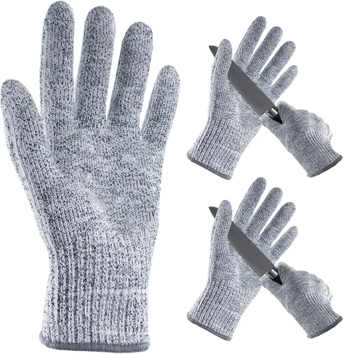 ANDANDA Cut Resistant Gloves, Safety Chef Gloves for Cutting for Oyster Shucking, Fish Fillet Processing, Wood Carving, Grey