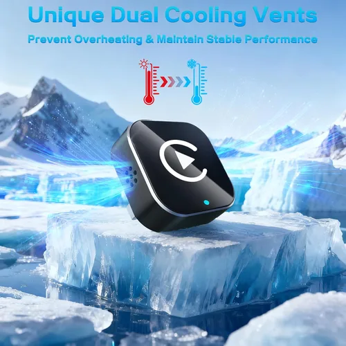 Vista 3 de Mini Adaptador Inalámbrico CarPlay para iPhone, 2 en 1 para Apple CarPlay y Adaptador Android Auto, Convierte de Cableado a Inalámbrico, Plug &