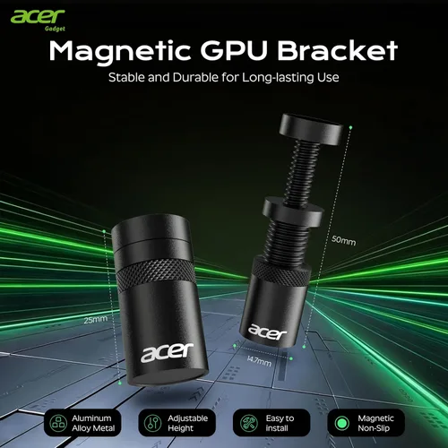 Vista 3 de acer Soporte de GPU, soporte de hundimiento de GPU, soporte de tarjeta gráfica GPU con imán y base antideslizante, soporte para tarjeta de video