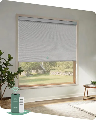 Vista 8 de Yoolax Persianas motorizadas con control remoto, persianas opacas remotas para ventanas, persianas enrollables automáticas inalámbricas persianas