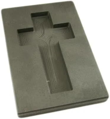 Vista 2 de Molde de grafito de alta densidad de oro cruzado personalizado de 10 onzas, collar de plata de 5 onzas, 3-3/4 pulgadas