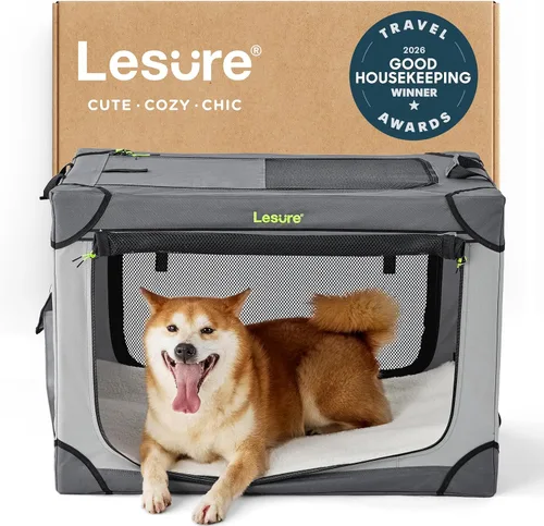 Vista 17 de Lesure Shown on TODAY Show - Jaula plegable suave para perros, jaula de viaje portátil de 26 pulgadas para perros pequeños en interiores