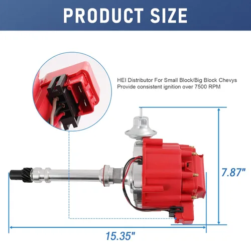 Vista 5 de JDMSPEED Nuevo distribuidor HEI con cables de bujía Kit de encendido Combo de reemplazo para Chevy SBC 350 BBC 454, silicona