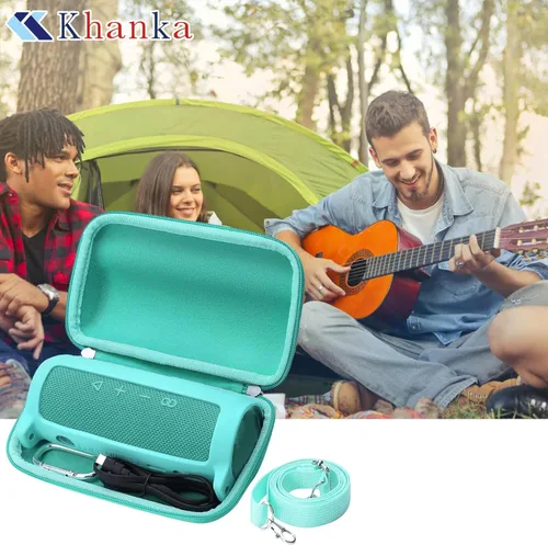 Vista 7 de Khanka Funda rígida de viaje + funda de silicona de repuesto para altavoz Bluetooth portátil impermeable JBL Flip 6 (verde azulado)