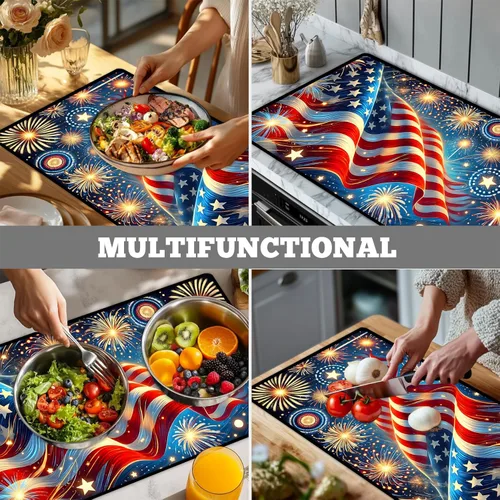 Vista 5 de Tapete antideslizante para cubierta superior para lavadora y secadora, almohadilla protectora a prueba de polvo con múltiples diseños de patrones