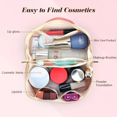 Vista 3 de Bolsa de maquillaje con iniciales personalizadas para mujer, Rosa, F