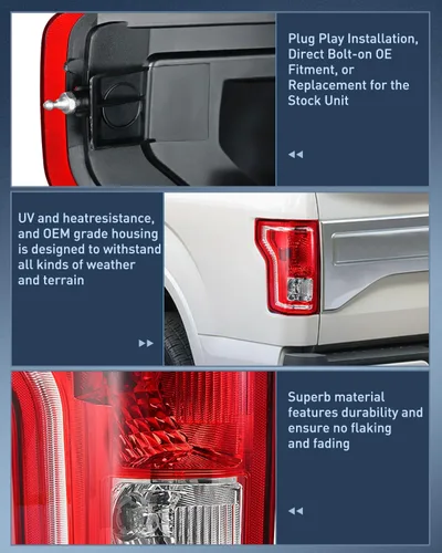 Vista 5 de Nilight Conjunto de luz trasera compatible con Ford F150 F-150 2015 2016 2017 de repuesto de lámpara trasera estilo OE con bombillas y arnés lado