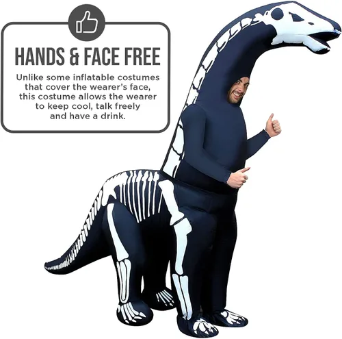 Vista 5 de Morph Traje inflable de esqueleto de dinosaurio para adulto, disfraz inflable de dinosaurio esqueleto, esqueleto inflable de dinosaurio