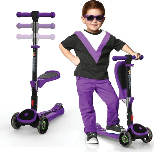 Vista 18 de SKIDEE Kick Scooter for Kids Ages 3-5 Foldable 3 Wheel Scooter with Lean-to-Steer, Adjustable Height, Removable Seat & LED Light Wheels Toddler