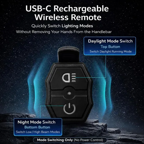 Vista 4 de Luz de bicicleta montada debajo para montar de noche, luz delantera de bicicleta de carretera de 1200LM con control remoto, faro de bicicleta