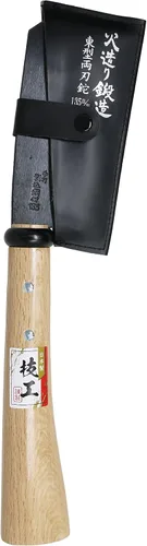 Vista 2 de KAKURI Herramienta japonesa NATA pequeña hacha de 5.3 pulgadas [doble biselado] fabricada en Japón, hacha japonesa de división de madera para leña